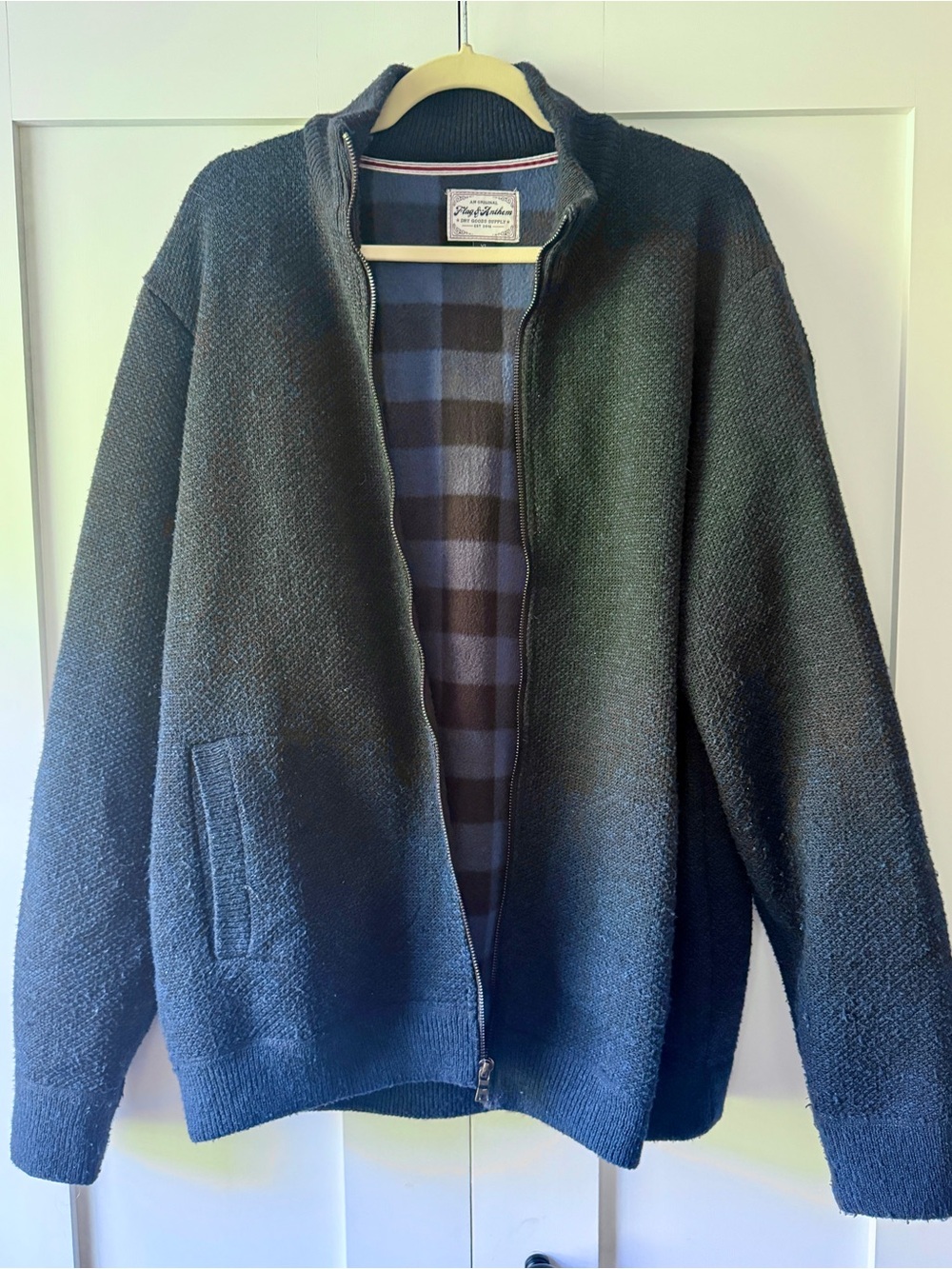 Men's Full-Zip Knit Jacket in Dark Gray by Taylor-Stitch